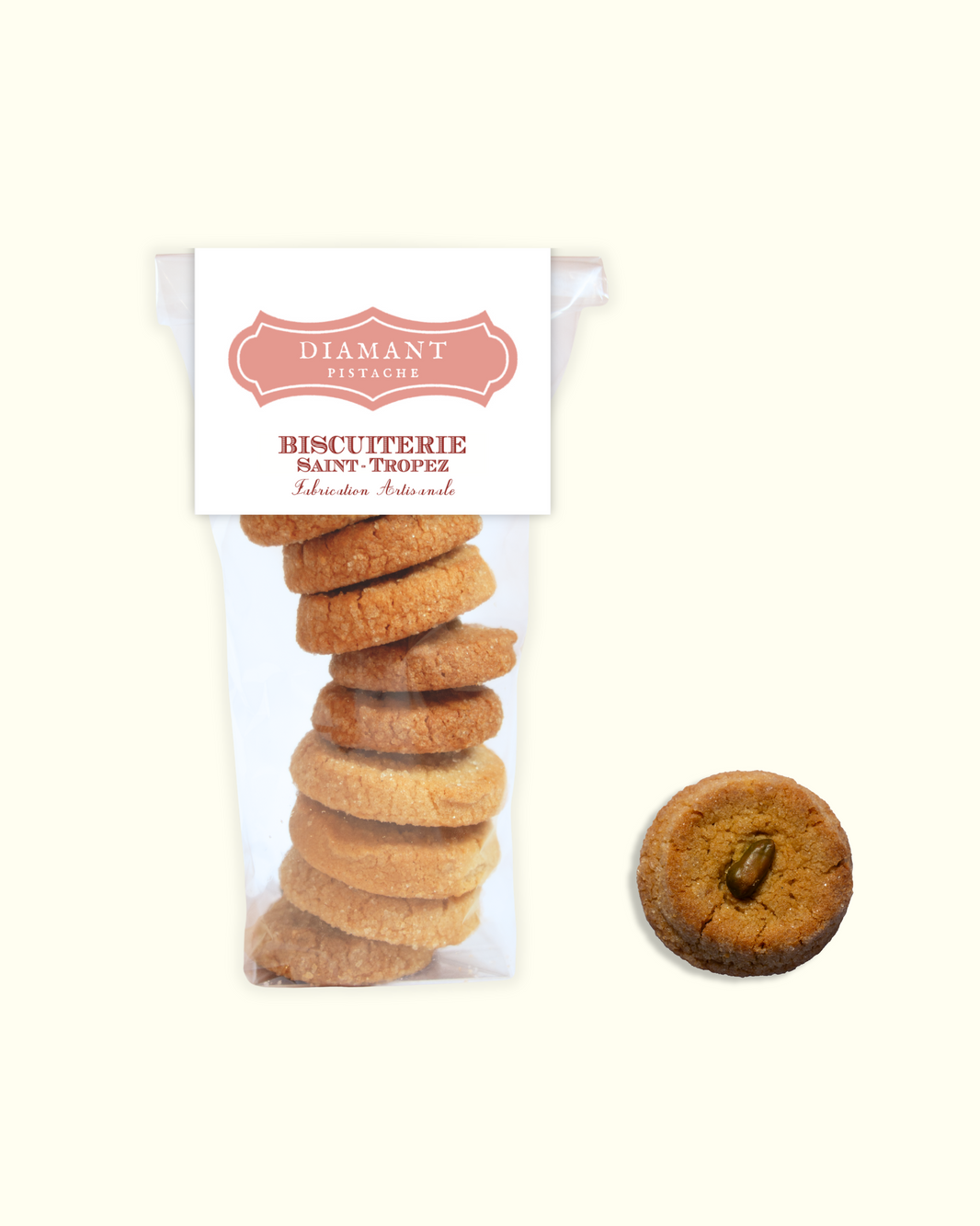 Biscuits Diamant à la pistache Saint-Tropez, sablés verts artisanaux qui brillent comme des diamants