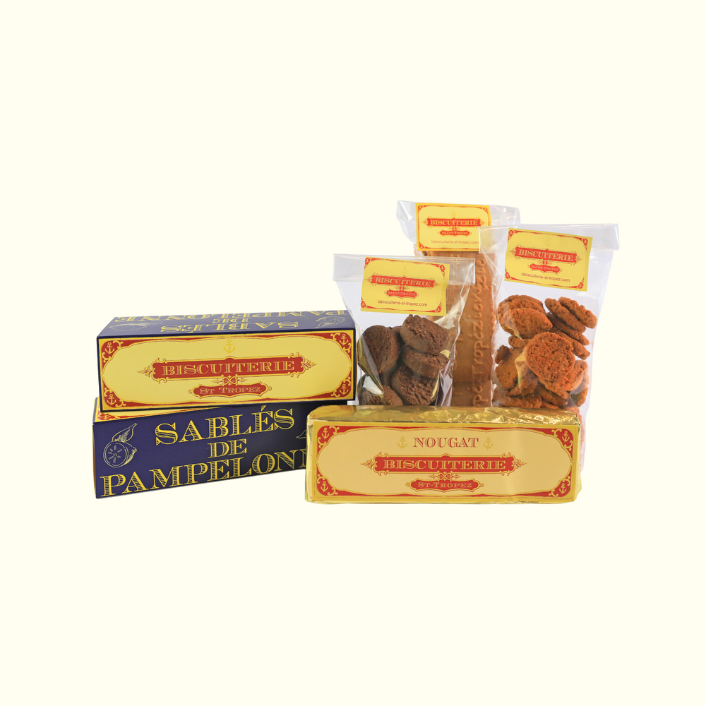 Coffret cadeau découverte biscuiterie Saint-Tropez, assortiment spécialités artisanales provençales