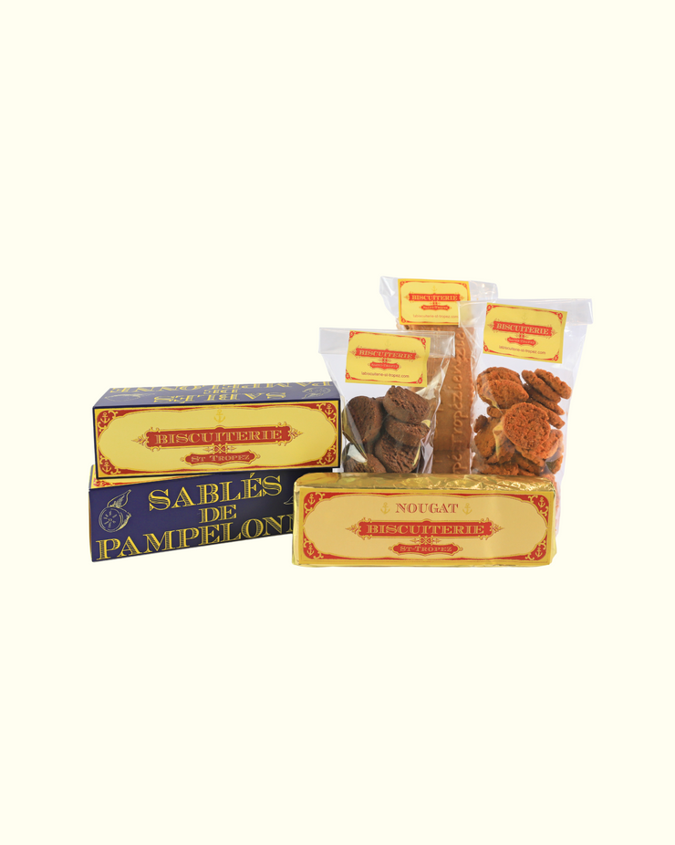 Coffret cadeau découverte biscuiterie Saint-Tropez, assortiment spécialités artisanales provençales