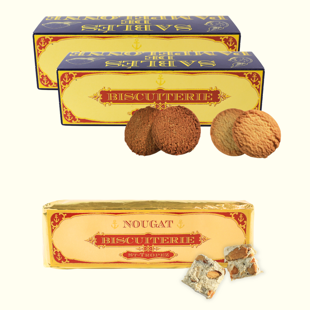 Coffret terroir provençal : nougat artisanal aux amandes et biscuits faits main à Saint-Tropez