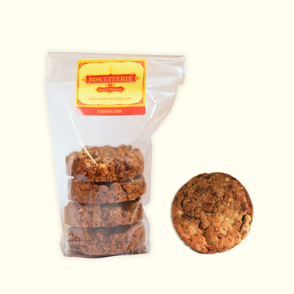 Cookies dorés aux éclats d'amandes et pépites chocolat, biscuiterie Saint-Tropez